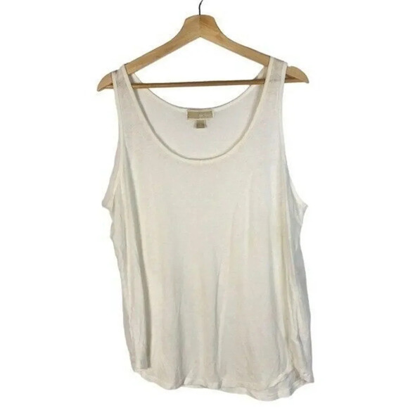 MICHAEL Michael Kors Ivory White Linen Scoop Neck Tank Top L - Picture 1 of 5